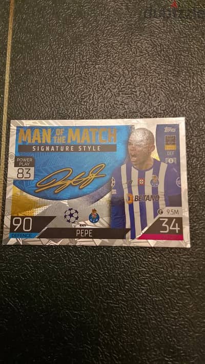 PEPE signed card man of the match (Match Attax)