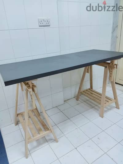 IKEA LAGKAPTEN / MITTBACK Desk, gray/birch, 140x60 cm