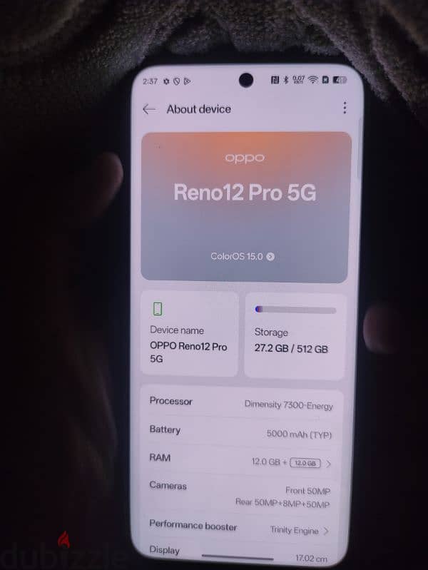 oppo reno 12 pro 5g 512  sell or exchange بيع اول بدل 0