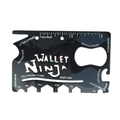 Wallet Ninja 18 in 1 Multi-purpose Credit Card Size Tool - Black