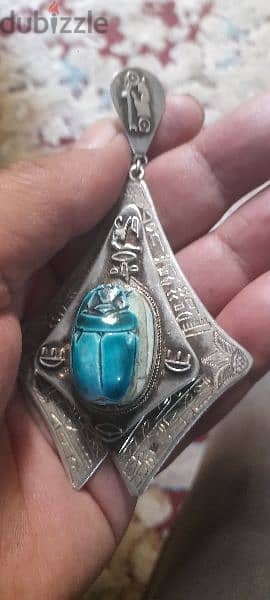 Vintage  Egyptian Revival Scarab Beetle Pendant 2