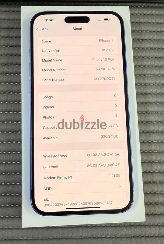 iPhone 16 Plus 5G 256 GB Blue 1 Month Used Only! 6