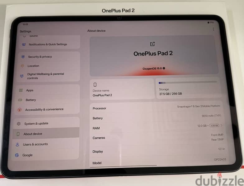 OnePlus Pad 2 256GB + 12 GB RAM WIFI  12.1” (Global Version) Used! 5