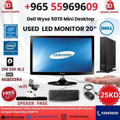 Dell Wyse 5070 mini Desktop intel DDR4 4GB 256GB SSD M. 2 LED 20" 25KD