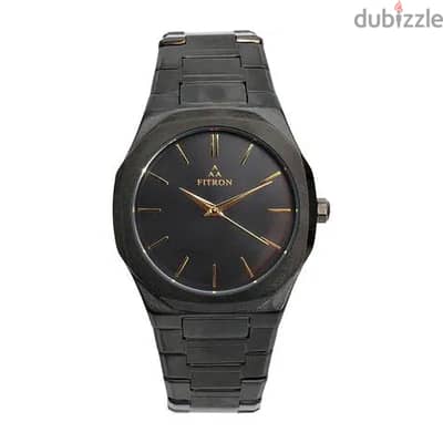 Fitron Black and gold Stainless Steel Analogue Quartz Watch For Men An