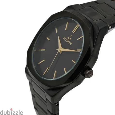 Fitron Black and gold Stainless Steel Analogue Quartz Watch For Men An 1