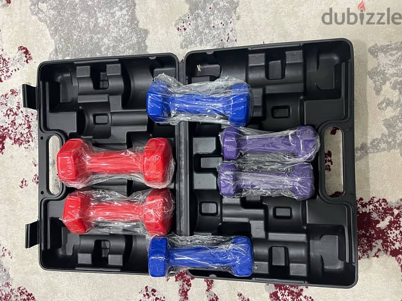 6 pair dumbbell new with box as in the photo 10 kg total 7