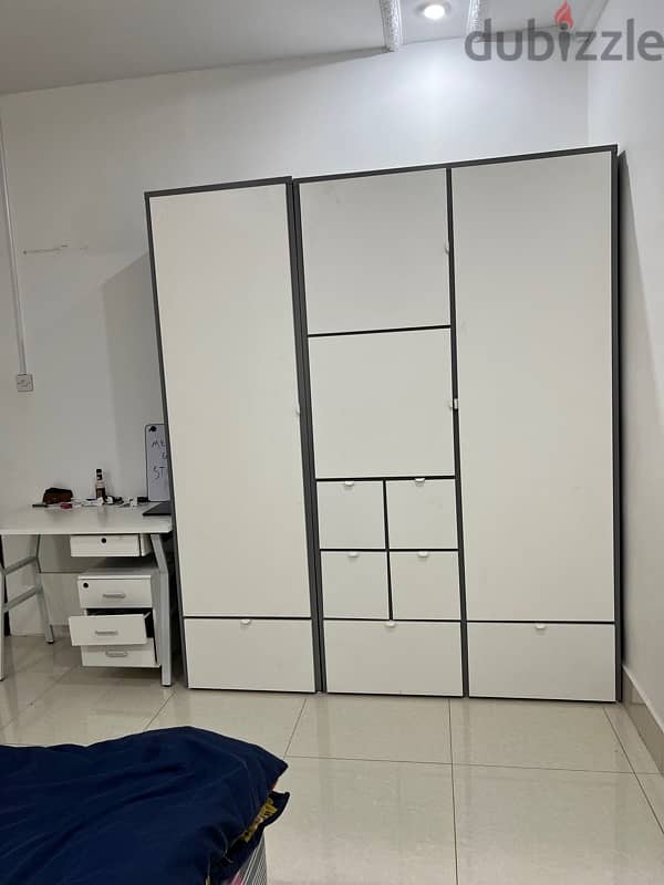 Doctor used-bed,cupboard,study table with side tables 1