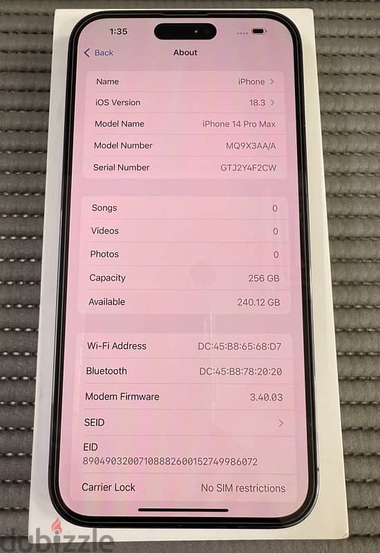 iPhone 14 Pro  Max 5G 256 GB Deep purple Used ! 6