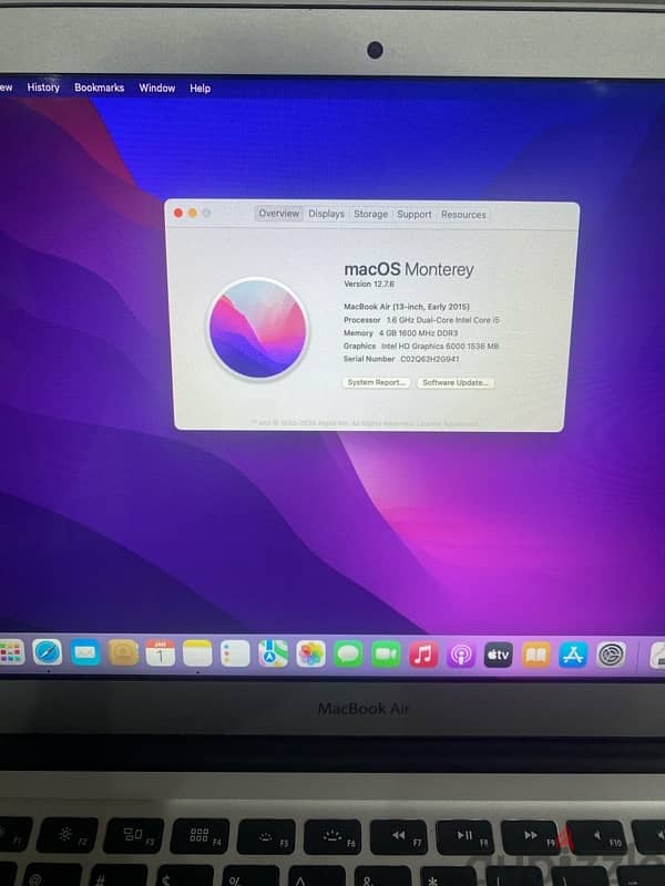 MacBook Air 2015 core i5 256gb ssd 4gb ram 6