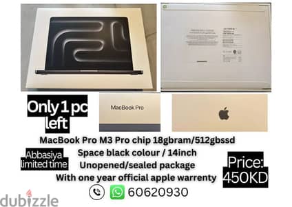 MacBook Pro M3 Pro chip 18/512 Space black/ 14inch sealed package