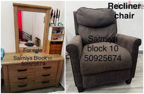 dressing table and recliner chair for sale