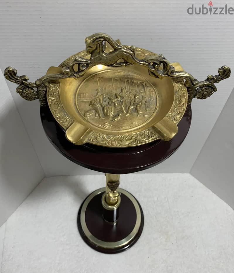 1800's Heavy Bronze Ashtray on Stand 2