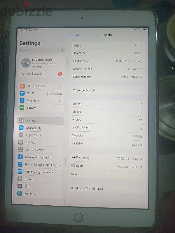 ipad 8 for sale. good condition. 32 gb. 4