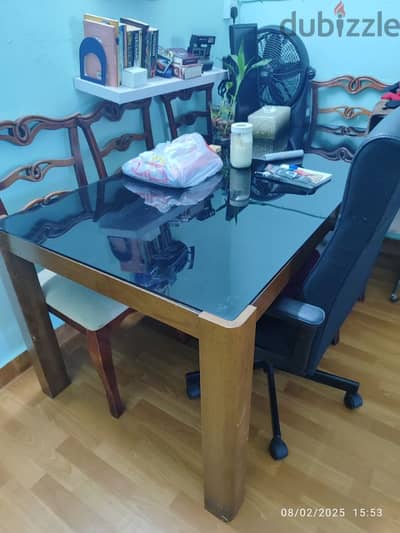 Glass Dining Table with 6 Chairs