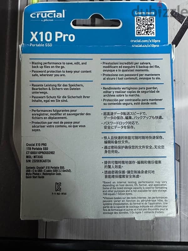 Crucial X10 Pro 1TB SSD External. Almost new 1