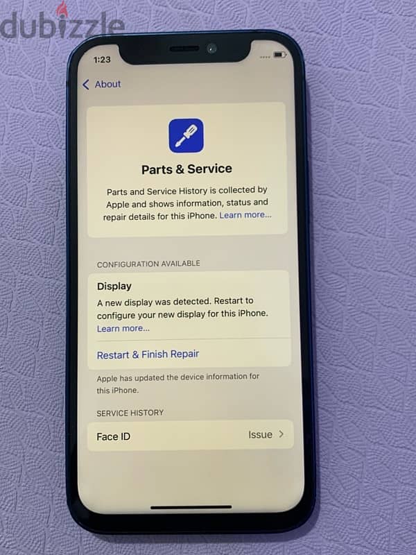 iPhone 12 mini 256gb battery 84% and display change only Face ID issue 6