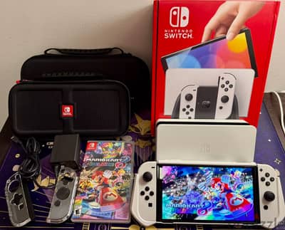 Nintendo Switch OLED Console Bundle - 512gb SD, 2 Cases, Mario Kart, G