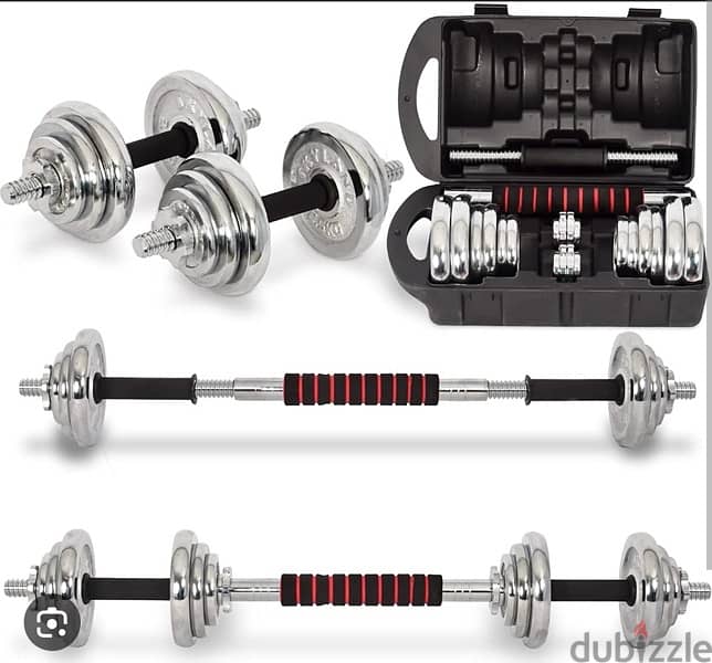 silver cast iron dumbbell chrome best color with bar and box 2