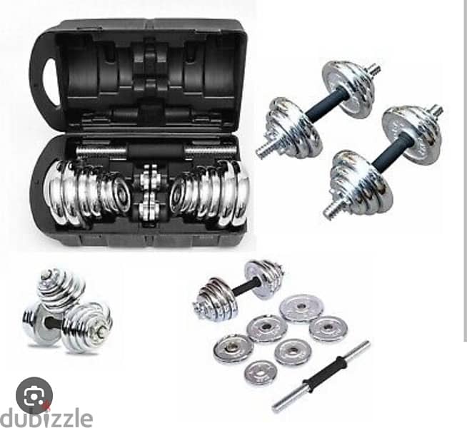 silver cast iron dumbbell chrome best color with bar and box 6