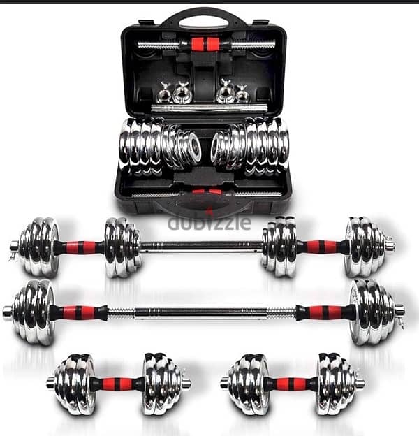 silver cast iron dumbbell chrome best color with bar and box 19