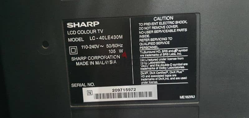 TV, Sharp Aquas, 40 inch 4