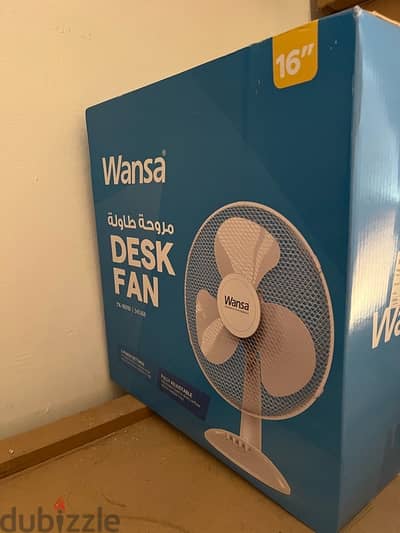 new desk fan Wansa 1 year warranty 10 kd only