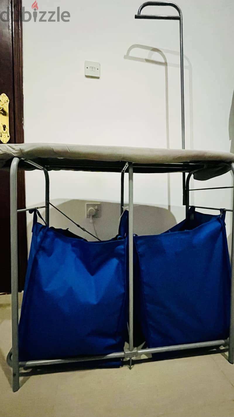 Used iron table with storage. Used Floor lamp from Homecentre 1