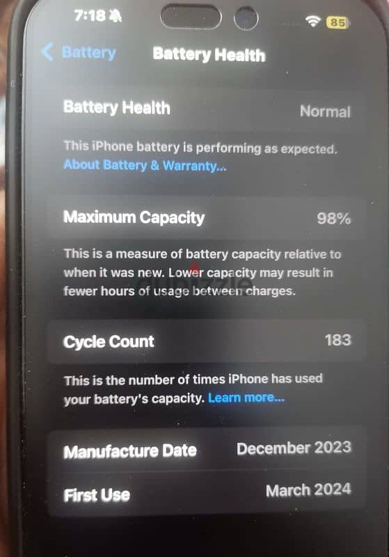 iphone 15 pro max 256gb natural Grey titenum with box bettery 98 5