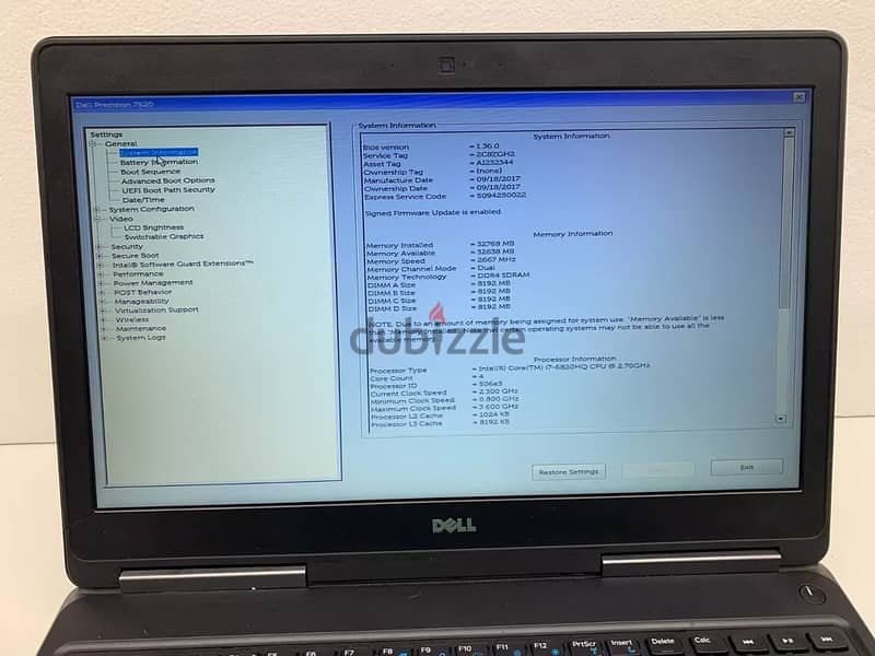 DELL PRECISION 7520 15.6" intel i7-6820HQ 2.70GHz 32GB RAM 2 HDs Nvidi 5