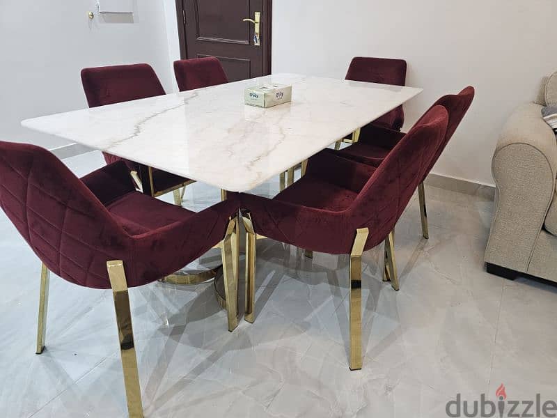 Marble dining table with 6  chairs like new 2