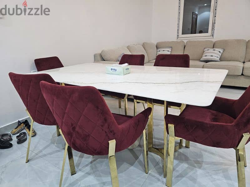 Marble dining table with 6  chairs like new 3