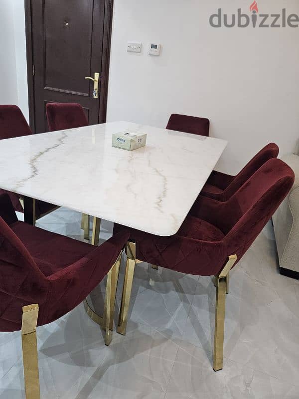 Marble dining table with 6  chairs like new 4