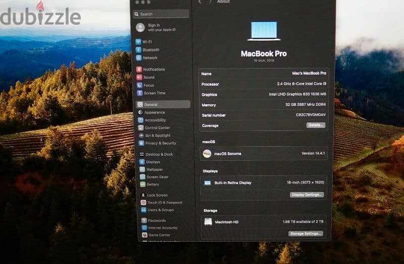 MBP, 16 inch, i9, 2.4, 32GB, 2TB, 8GB 6