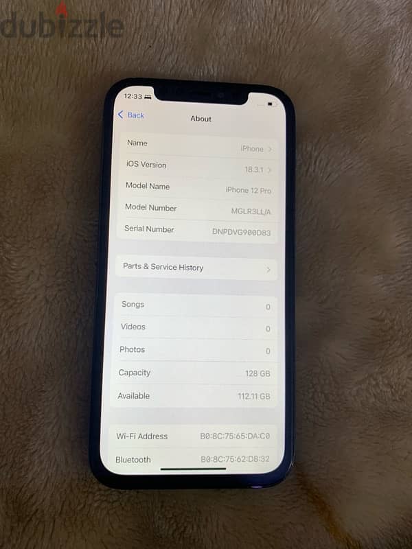 iPhone 12 Pro 128gb battery 81% display and front camera change 16