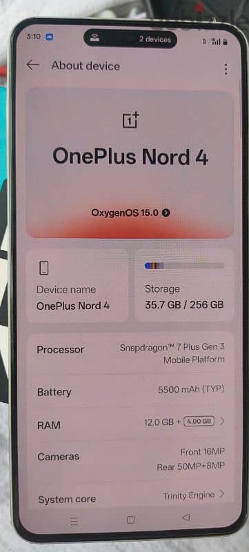 ONEPLUS NORD 4 12+8  256 GB MEMORY 1