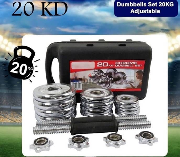 all kg Dumbbells new with the box and bar conector and the cartoon new 5