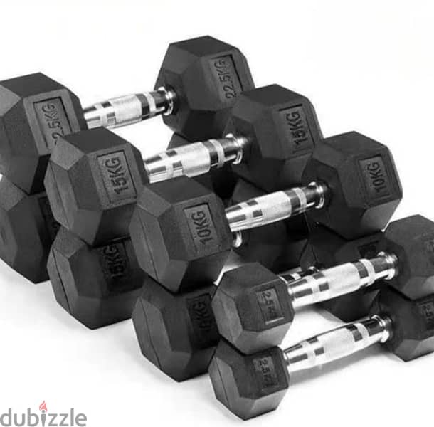 all kg Dumbbells new with the box and bar conector and the cartoon new 10