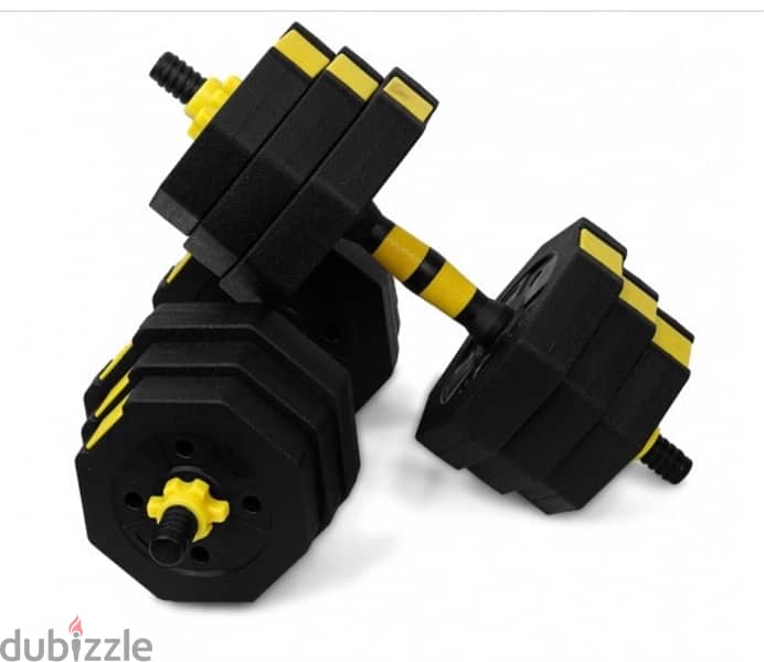 all kg Dumbbells new with the box and bar conector and the cartoon new 19