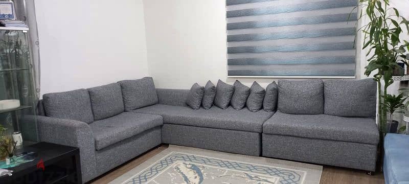 grey sofa with carpet for sale 1