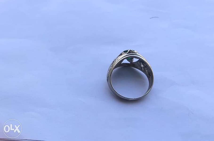 Emerald Italian Silver Ring ( خاتم الزمرد ) 4