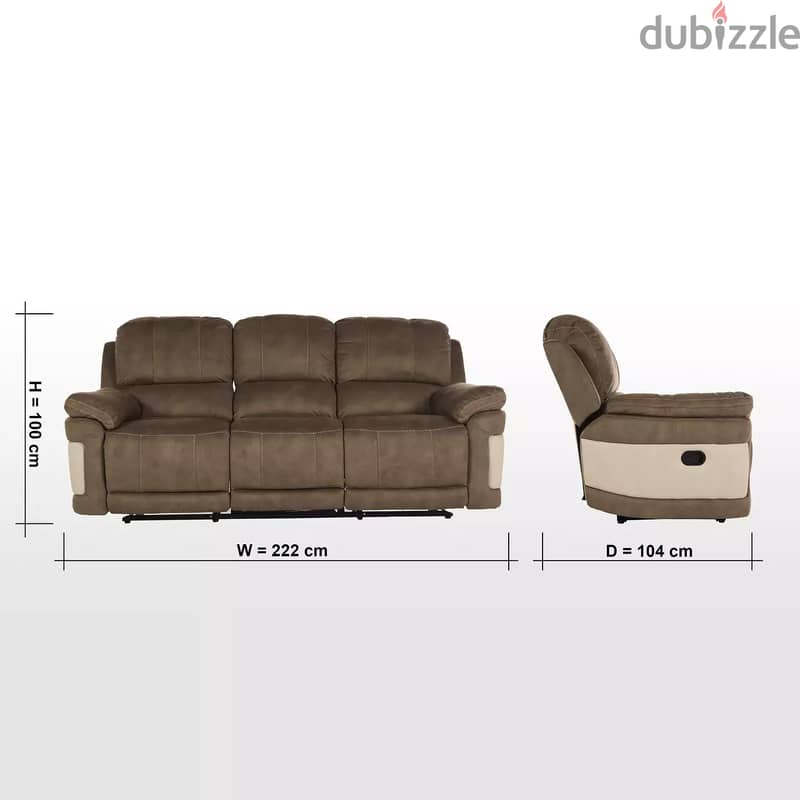 Dawson 3 Seater Fabric Recliner 3