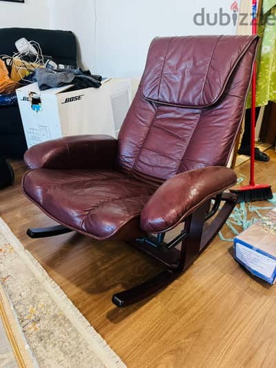 Burgendy Leather Rocking Recliner