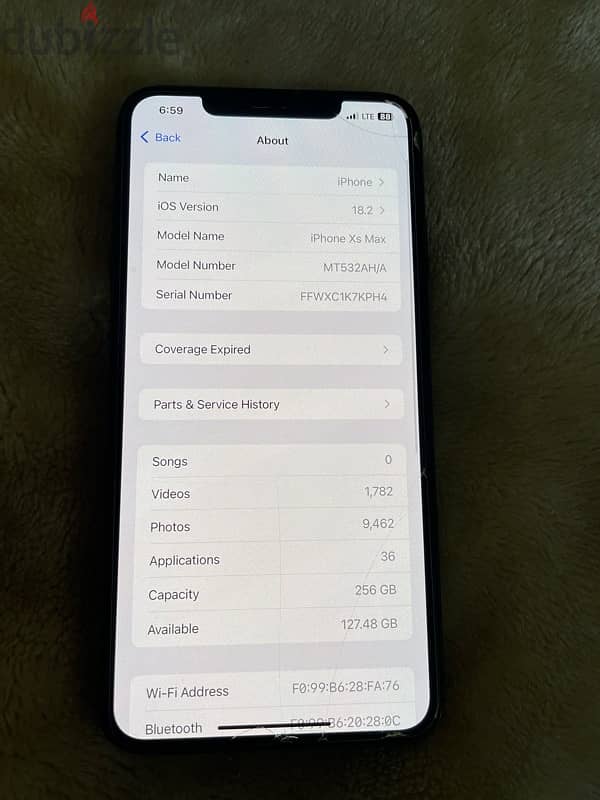 iPhone XSmax 256gb battery 82% not open device no any repiar 9