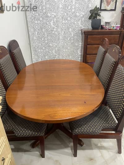 For Sale: Wooden Dining Table & 6 Upholstered Chairs