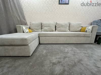 L-Shaped 5 Seater Beige Sofa