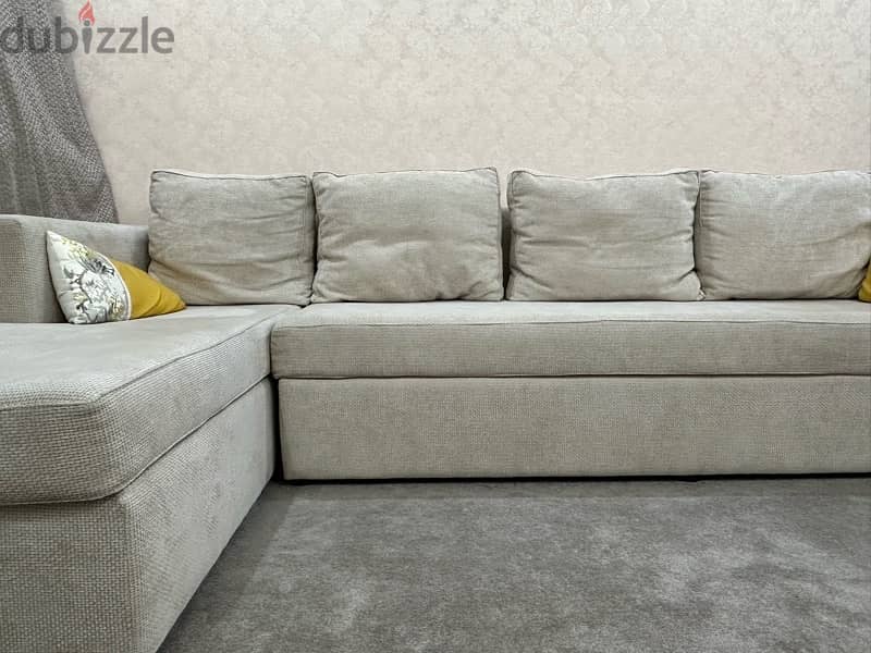 L-Shaped 5 Seater Beige Sofa 1