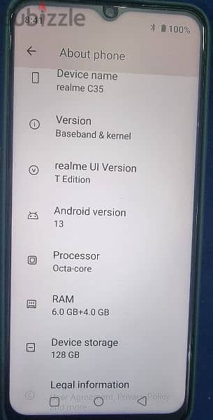 realme c35 6+4 ram 128gb 6