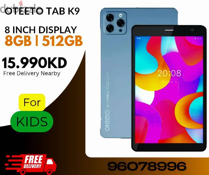 Oteeto Tab K9 Kids 8 Inch Display Tablet With 8GB RAM 512 GB ROM 0