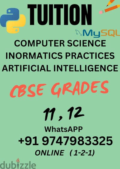 TUITION  COMPUTER SCIENCE CBSE-  (1-2-1) WhastsApp : +91 9747983325